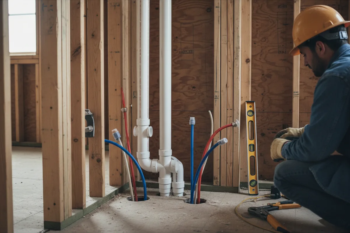 Drain and supply rough-in during Drain Cleaning in Yantic