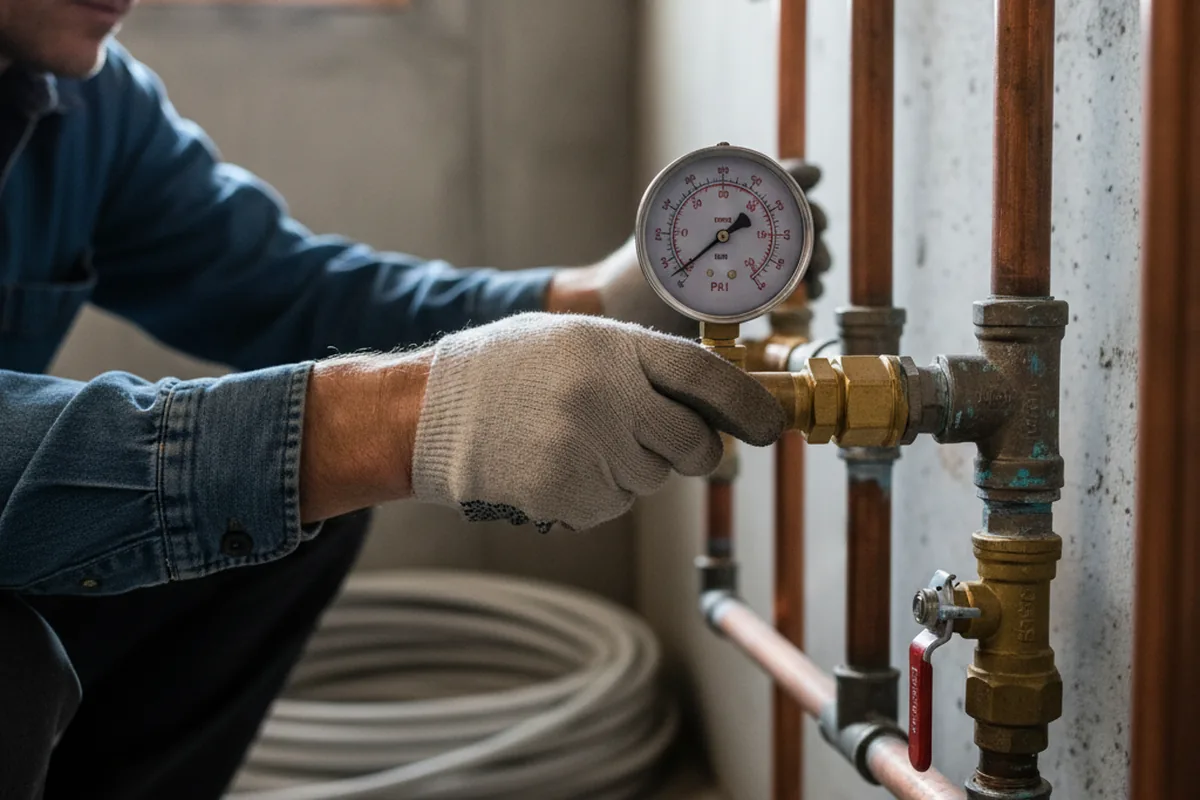 Pressure testing a repaired line during Water Line Repair in Yantic